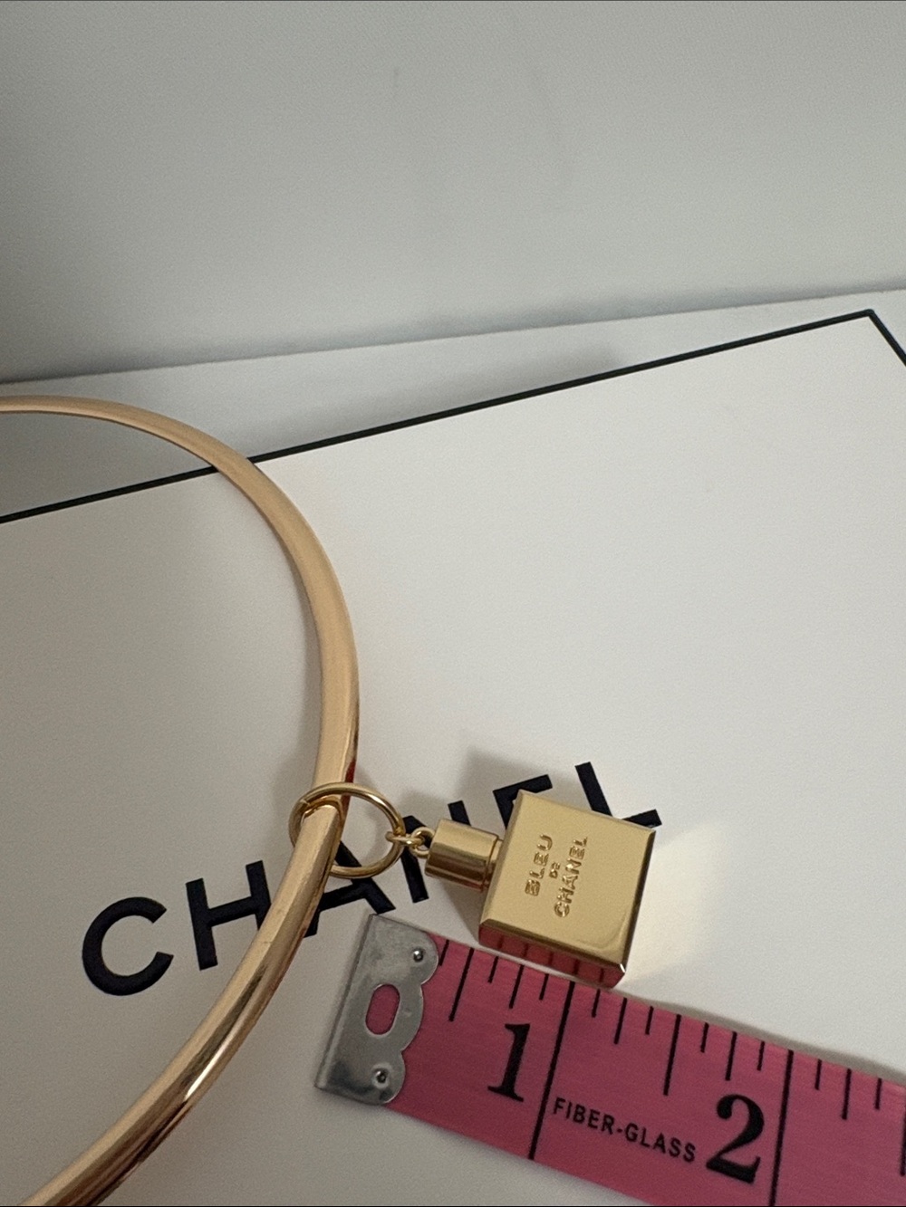 Blue De Chanel Perfume Bottle Charm on Gold Statement Necklace ⭐️✨ - Picture 5 of 7
